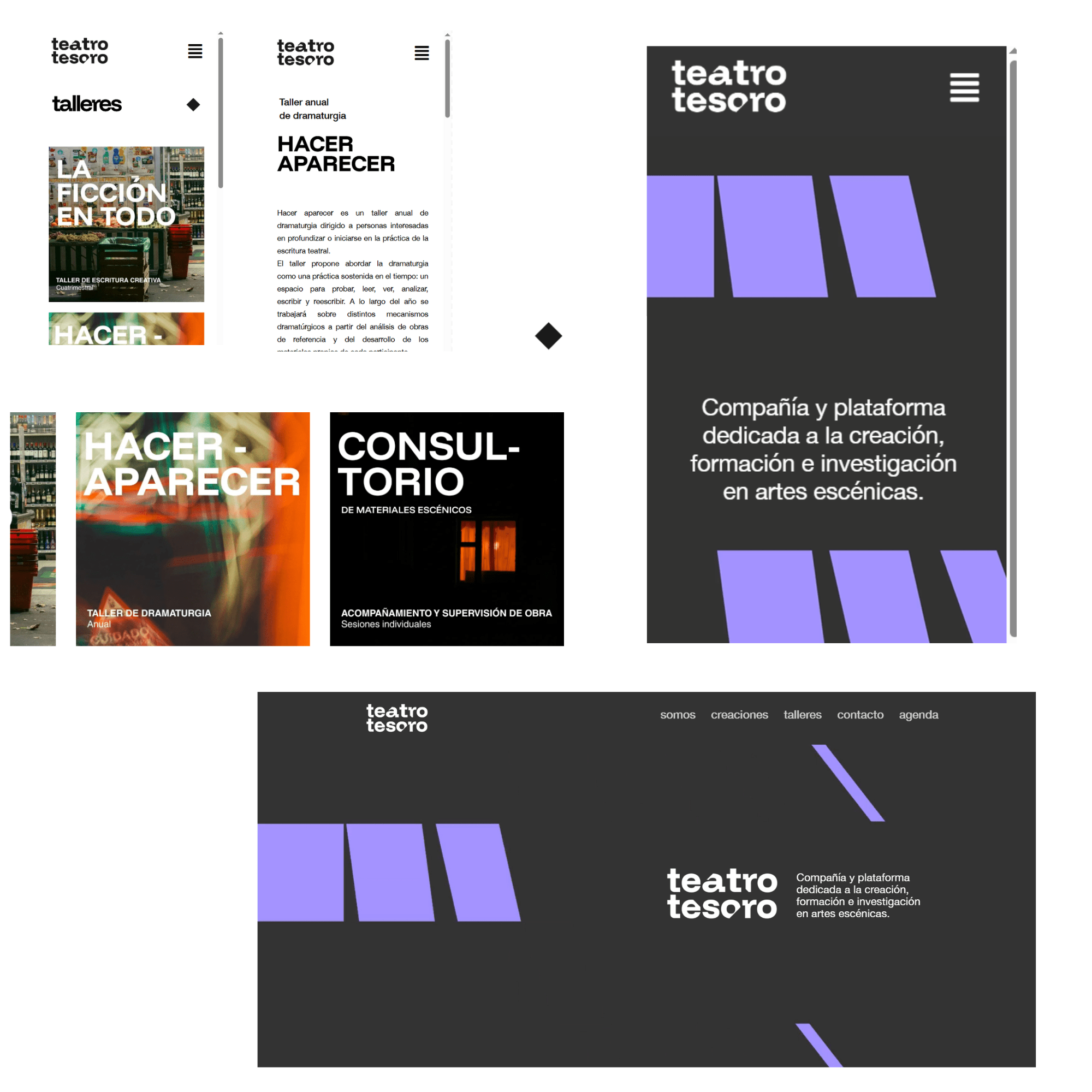 Plataforma Web creada para la Compañía y plataforma Teatro Tesoro